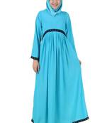 MyBatua Blue Polyester Arabian Dailywear Islamic Muslim Long Abaya With Hijab