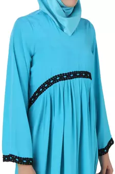 MyBatua Blue Polyester Arabian Dailywear Islamic Muslim Long Abaya With Hijab