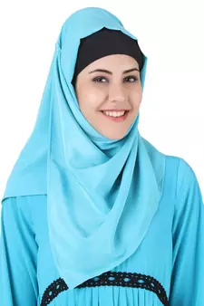 MyBatua Blue Polyester Arabian Dailywear Islamic Muslim Long Abaya With Hijab