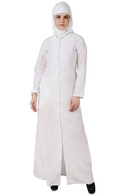 MyBatua White Cotton Arabian Dailywear Islamic Muslim Long Abaya With Hijab 1