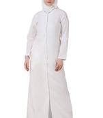 MyBatua White Cotton Arabian Dailywear Islamic Muslim Long Abaya With Hijab