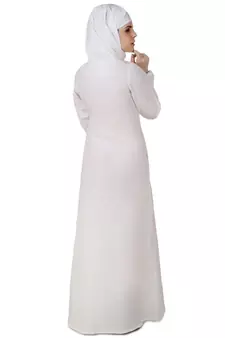 MyBatua White Cotton Arabian Dailywear Islamic Muslim Long Abaya With Hijab