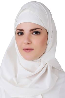 MyBatua White Cotton Arabian Dailywear Islamic Muslim Long Abaya With Hijab 3