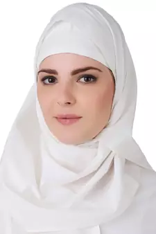 MyBatua White Cotton Arabian Dailywear Islamic Muslim Long Abaya With Hijab