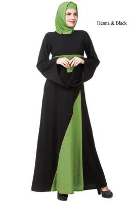 MyBatua Multicolor Polyester Arabian Dailywear Islamic Muslim Long Abaya With Hijab 1