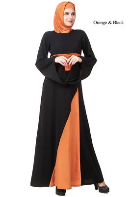MyBatua Multicolor Polyester Arabian Dailywear Islamic Muslim Long Abaya With Hijab 1
