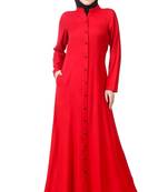 MyBatua Red Rayon Arabian Dailywear Islamic Muslim Long Abaya With Hijab