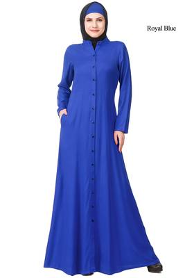 MyBatua Blue Rayon Arabian Dailywear Islamic Muslim Long Abaya With Hijab 1