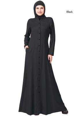 Black Rayon Abaya with Hijab 1