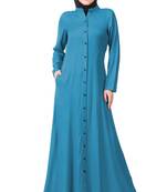 MyBatua Teal Rayon Arabian Dailywear Islamic Muslim Long Abaya With Hijab