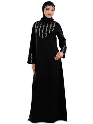 MyBatua Black Polyester Arabian Dailywear Islamic Muslim Long Abaya With Hijab 1