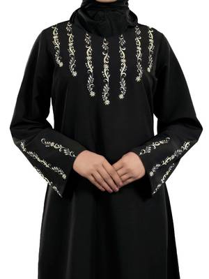 MyBatua Black Polyester Arabian Dailywear Islamic Muslim Long Abaya With Hijab 2
