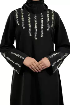 MyBatua Black Polyester Arabian Dailywear Islamic Muslim Long Abaya With Hijab