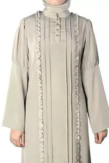 MyBatua Grey Polyester Arabian Dailywear Islamic Muslim Long Abaya With Hijab