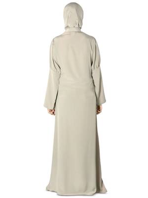 MyBatua Grey Polyester Arabian Dailywear Islamic Muslim Long Abaya With Hijab 4