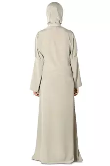 MyBatua Grey Polyester Arabian Dailywear Islamic Muslim Long Abaya With Hijab