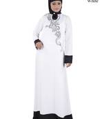 MyBatua White Polyester Arabian Dailywear Islamic Muslim Long Abaya With Hijab