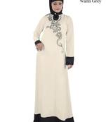 MyBatua Grey Polyester Arabian Dailywear Islamic Muslim Long Abaya With Hijab