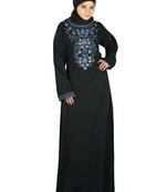 MyBatua Black Polyester Arabian Dailywear Islamic Muslim Long Abaya With Hijab