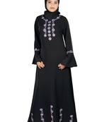 MyBatua Black Polyester Arabian Dailywear Islamic Muslim Long Abaya With Hijab