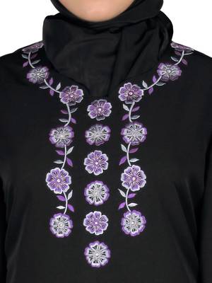 MyBatua Black Polyester Arabian Dailywear Islamic Muslim Long Abaya With Hijab 2