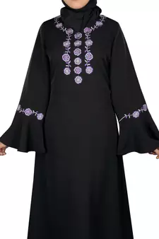 MyBatua Black Polyester Arabian Dailywear Islamic Muslim Long Abaya With Hijab