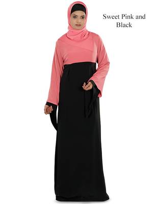 MyBatua Multicolor Crepe Arabian Dailywear Islamic Muslim Long Abaya With Hijab 1