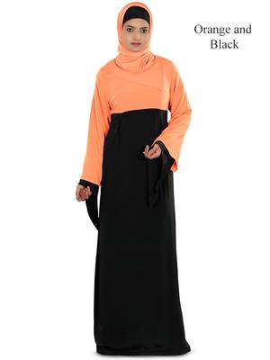 MyBatua Multicolor Crepe Arabian Dailywear Islamic Muslim Long Abaya With Hijab 1