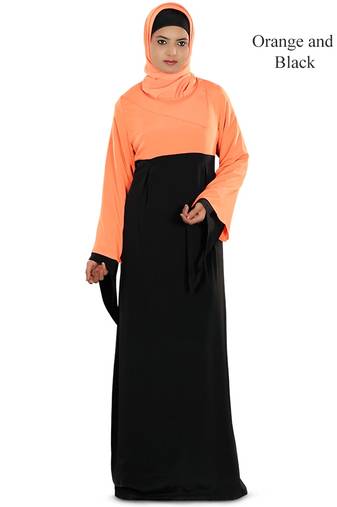 MyBatua Multicolor Crepe Arabian Dailywear Islamic Muslim Long Abaya With Hijab