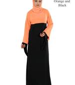 MyBatua Multicolor Crepe Arabian Dailywear Islamic Muslim Long Abaya With Hijab