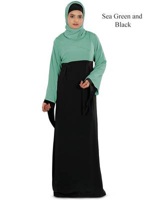 MyBatua Multicolor Crepe Arabian Dailywear Islamic Muslim Long Abaya With Hijab 1