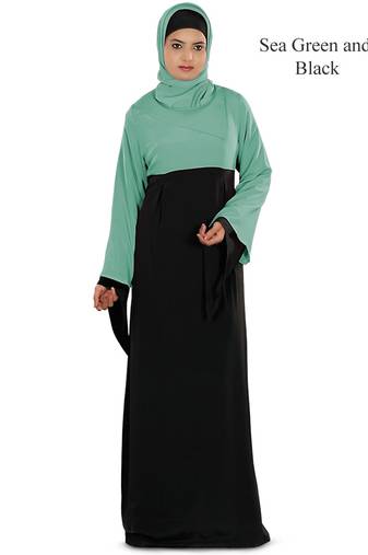 MyBatua Multicolor Crepe Arabian Dailywear Islamic Muslim Long Abaya With Hijab