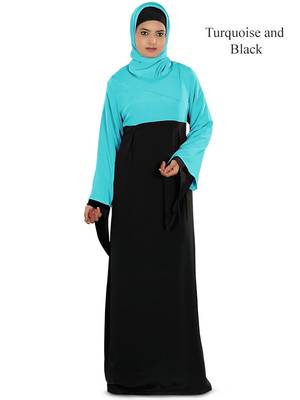MyBatua Multicolor Crepe Arabian Dailywear Islamic Muslim Long Abaya With Hijab 1