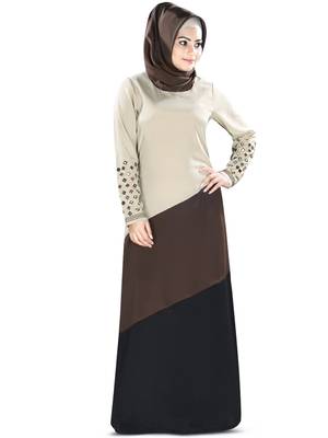 MyBatua Multicolor Polyester Arabian Dailywear Islamic Muslim Long Abaya With Hijab 1