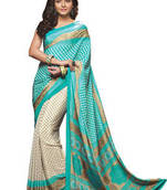 Sea Green Printed crepe Saree With Blouse
