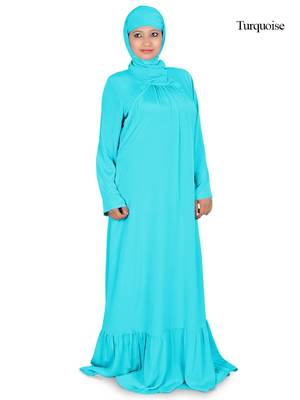 MyBatua Blue Polyester Arabian Dailywear Islamic Muslim Long Abaya With Hijab 1