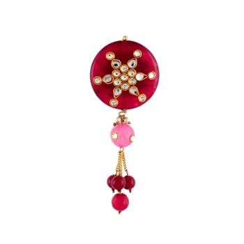 Maroon Onyx Kundan Designer Saree Pin 1