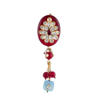 Maroon Onyx Kundan Designer Saree Pin 1