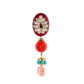 Maroon Onyx Kundan Elegant Saree Pin 1