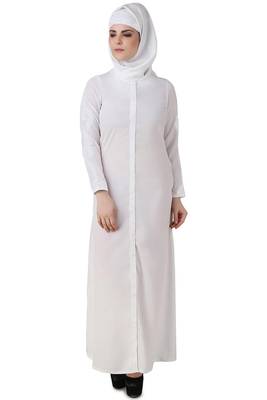 MyBatua White Cotton Arabian Dailywear Islamic Muslim Long Abaya With Hijab 1