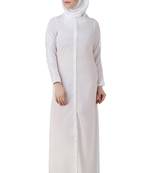 MyBatua White Cotton Arabian Dailywear Islamic Muslim Long Abaya With Hijab