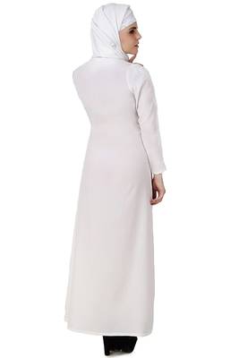 MyBatua White Cotton Arabian Dailywear Islamic Muslim Long Abaya With Hijab 2