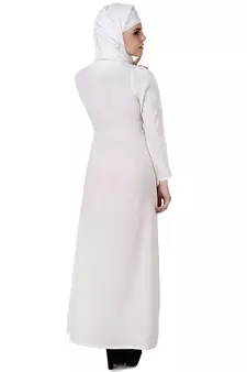 MyBatua White Cotton Arabian Dailywear Islamic Muslim Long Abaya With Hijab