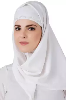 MyBatua White Cotton Arabian Dailywear Islamic Muslim Long Abaya With Hijab