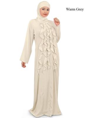 MyBatua White Polyester Arabian Dailywear Islamic Muslim Long Abaya With Hijab 1