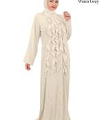 MyBatua White Polyester Arabian Dailywear Islamic Muslim Long Abaya With Hijab
