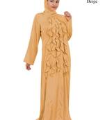 MyBatua Beige Polyester Arabian Dailywear Islamic Muslim Long Abaya With Hijab