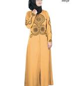MyBatua Beige Polyester Arabian Dailywear Islamic Muslim Long Abaya With Hijab