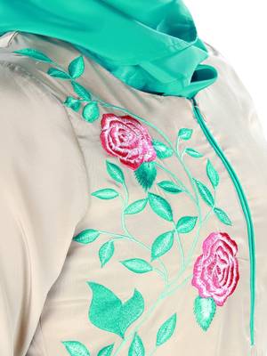 MyBatua Peach Polyester Arabian Dailywear Islamic Muslim Long Abaya With Hijab 2