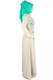 MyBatua Peach Polyester Arabian Dailywear Islamic Muslim Long Abaya With Hijab